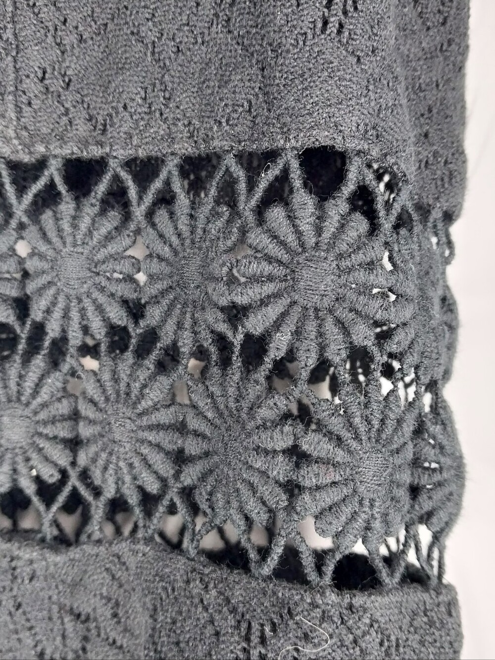 Free People Black Lace Fit-and-Flare Boho Dress With Daisy Chain Cutout Waist - Picture 3 of 10